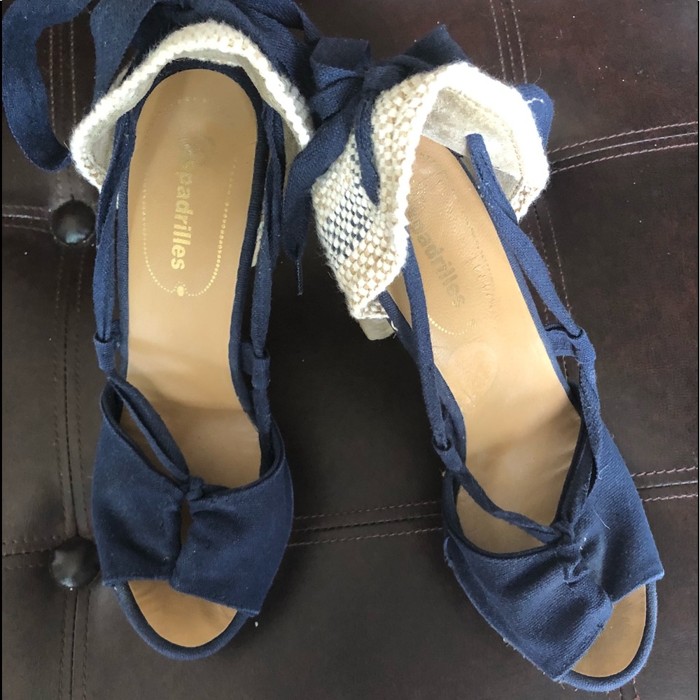 Espadrilles high heeled navy espadrilles
